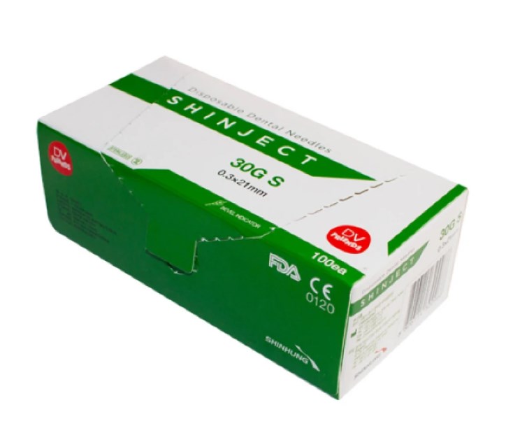 Голки карпульні SHINJECT 30G (0.30 х 21 мм), 100шт